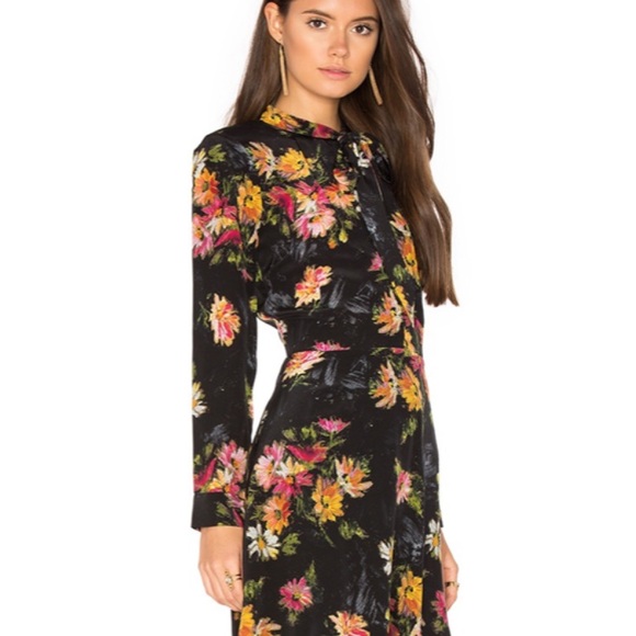 THE KOOPLES Silk Pussy Bow Secretary Tie Neck Firework Floral Mini Dress Mod - Picture 6 of 14